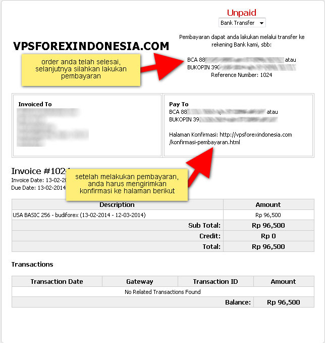 Cara order / sewa VPS Forex Indonesia